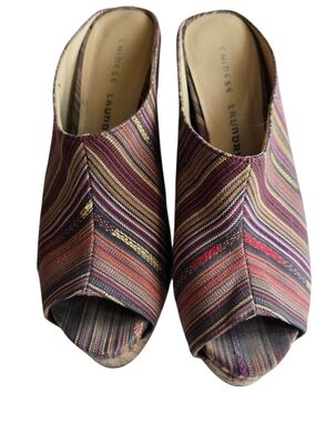 Chinese Laundry Multicolor Striped Open-Toe Mules